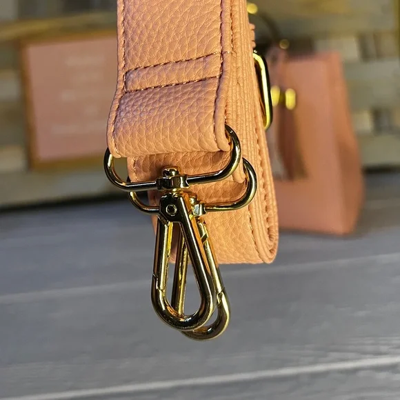Vegan Leather [bebe] Pink NWT Convertible Handbag | Purse Tassels Gold Hardware - Picture 12 of 16